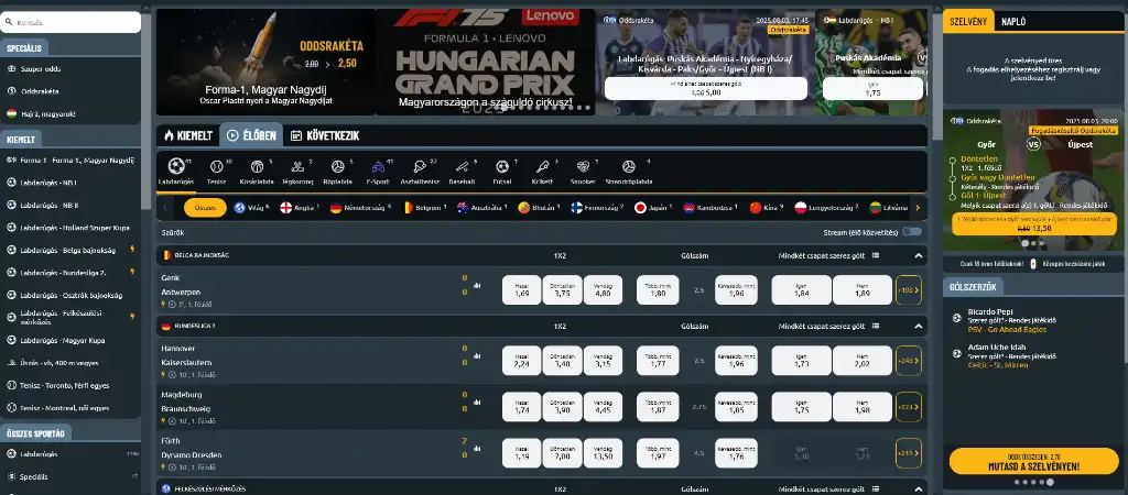 TippmixPro &eacute;lő online sportfogad&aacute;s esem&eacute;nyek k&iacute;n&aacute;lat, Labdar&uacute;g&aacute;s, kos&aacute;rlabda &eacute;s tenisz &eacute;lő fogad&aacute;si lehetős&eacute;gek val&oacute;s idejű statisztik&aacute;kkal