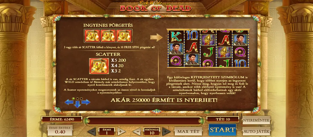Book of Dead scatter szimb&oacute;lum, ingyenes p&ouml;rget&eacute;sek &eacute;s b&oacute;nusz funkci&oacute;k a Play&rsquo;n GO nyerőg&eacute;pben