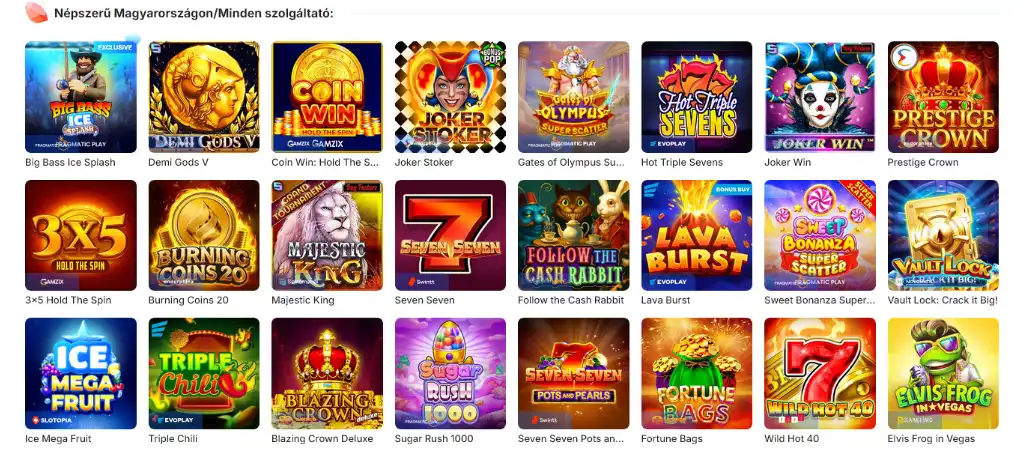 Ice Casino n&eacute;pszerű online nyerőg&eacute;pek &eacute;s slot j&aacute;t&eacute;kok v&aacute;laszt&eacute;ka magyar j&aacute;t&eacute;kosok sz&aacute;m&aacute;ra