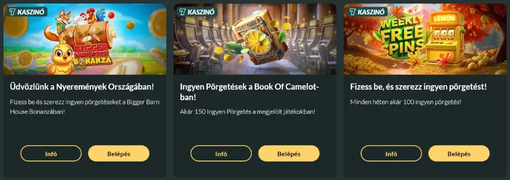 Lemon Casino b&oacute;nusz lehetős&eacute;gek, ingyen p&ouml;rget&eacute;sek, &uuml;dv&ouml;zlő b&oacute;nusz &eacute;s heti prom&oacute;ci&oacute;k