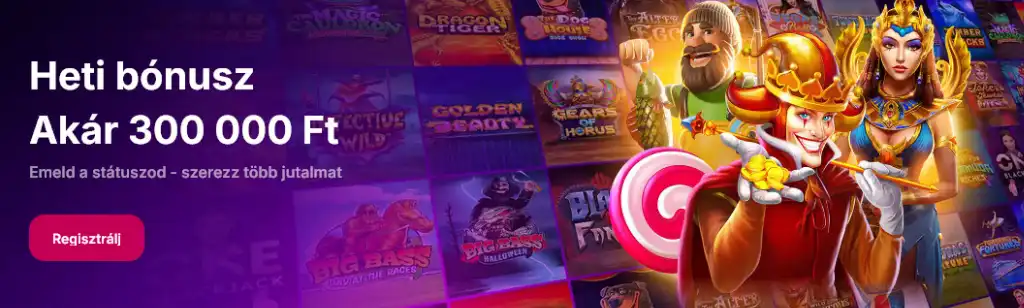 Heti kaszin&oacute; b&oacute;nusz ak&aacute;r 300 000 Ft &eacute;rt&eacute;kben az NVCasino oldal&aacute;n