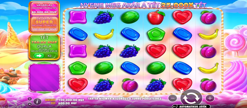 Sweet Bonanza 1000 nyerőg&eacute;p Pragmatic Play, j&aacute;t&eacute;kmenet k&eacute;pernyők&eacute;p