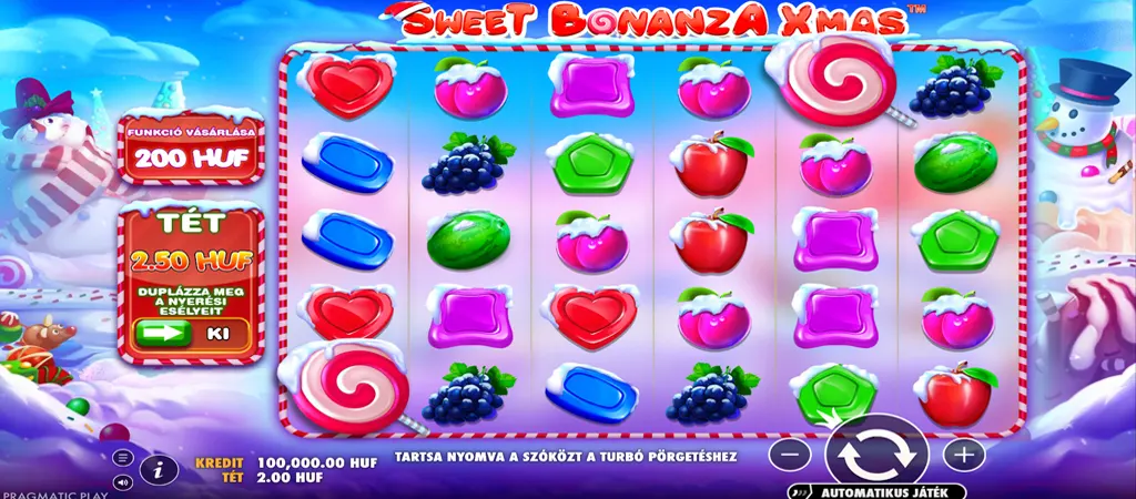 Sweet Bonanza Xmas online nyerőg&eacute;p j&aacute;t&eacute;kmenet a Pragmatic Play fejleszt&eacute;s&eacute;ben