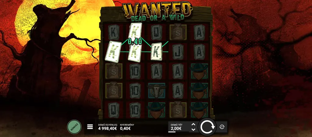 Wanted Dead or a Wild nyerőg&eacute;p j&aacute;t&eacute;kmenet a Hacksaw Gaming fejleszt&eacute;s&eacute;ben