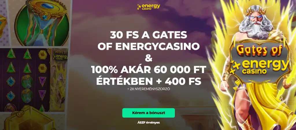 Energy Casino befizet&eacute;s n&eacute;lk&uuml;li b&oacute;nusz aj&aacute;nlat magyar j&aacute;t&eacute;kosoknak, ingyenes p&ouml;rget&eacute;sekkel &eacute;s &uuml;dv&ouml;zlő prom&oacute;ci&oacute;val
