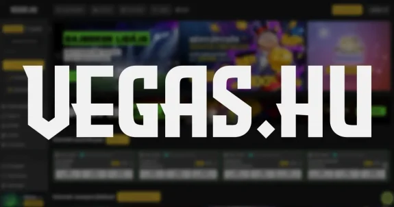 Vegas.hu vélemények összefoglaló borítókép az online kaszinó weboldal felületével a háttérben, amely a játék kínálatot, promóciókat és sportfogadási eseményeket mutatja be