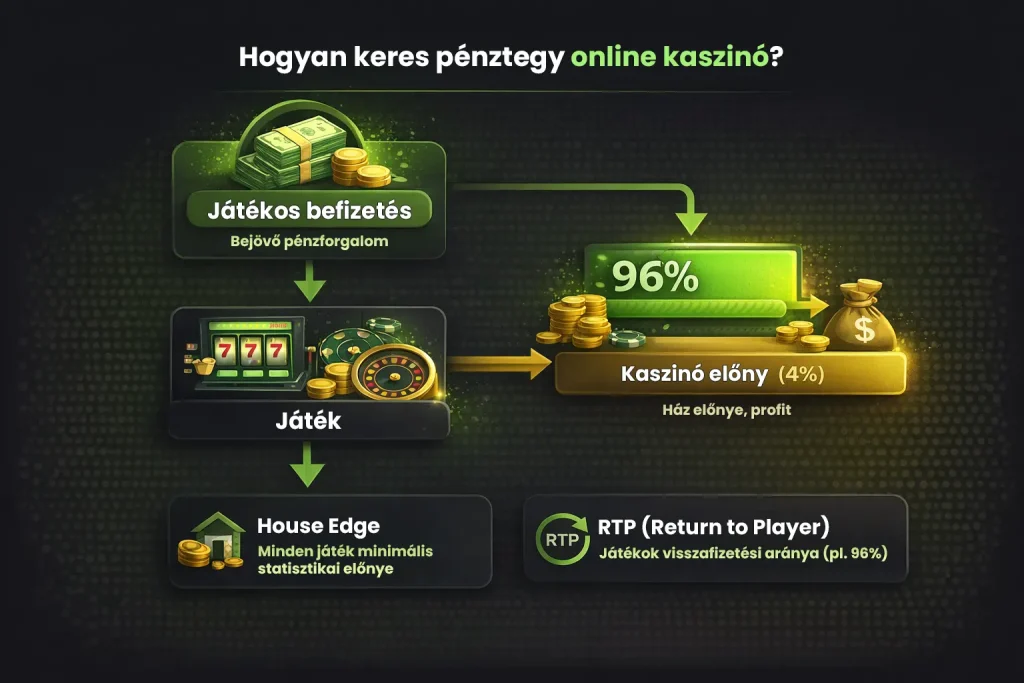 hogyan keres p&eacute;nzt egy online kaszin&oacute; infografika, j&aacute;t&eacute;kos befizet&eacute;s, RTP visszafizet&eacute;si ar&aacute;ny &eacute;s house edge magyar&aacute;zata